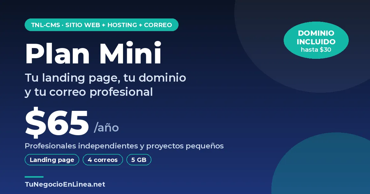 Plan Mini con TNL-CMS: $65 al año